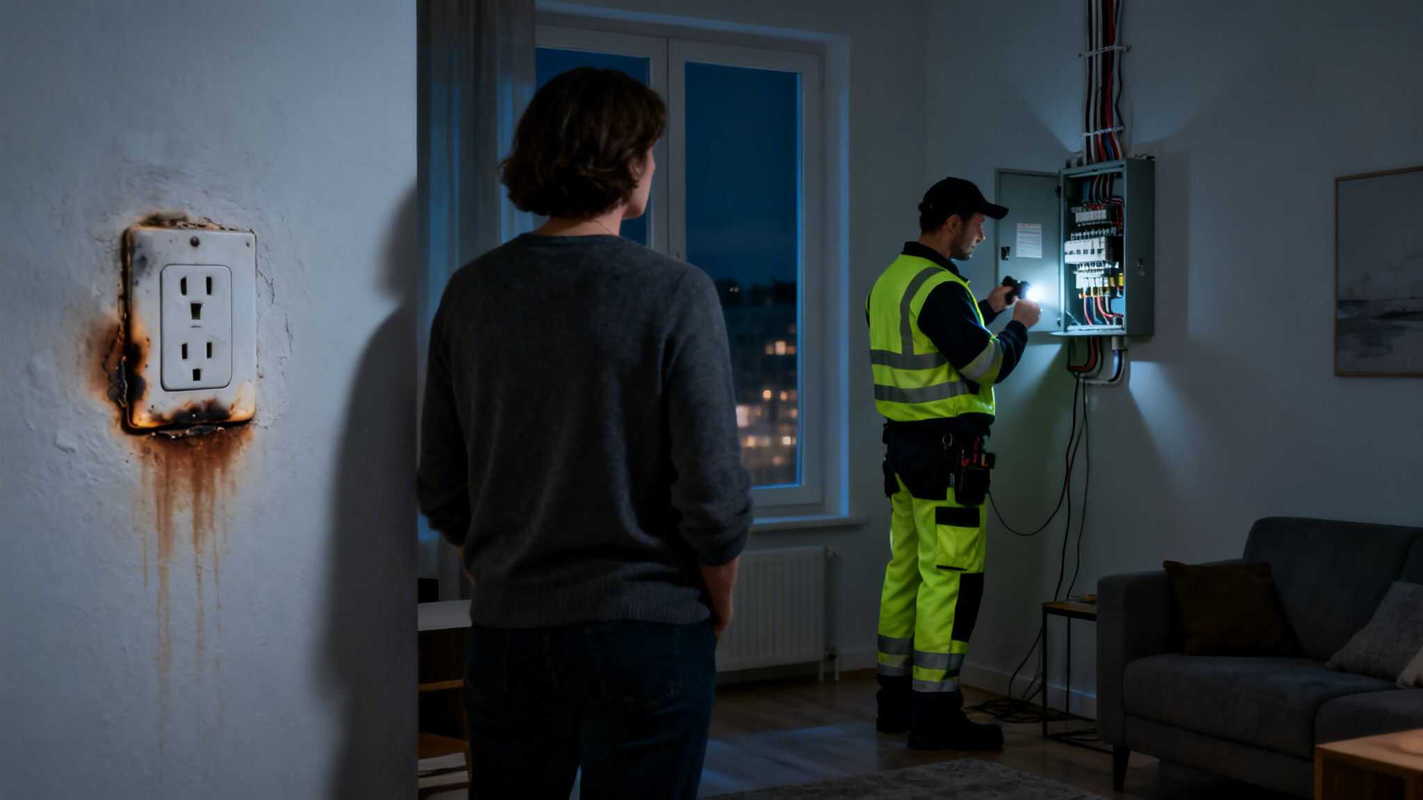 Elektriker i akutte døgnvagtservice på Sjælland, klar til hurtig el-hjælp.