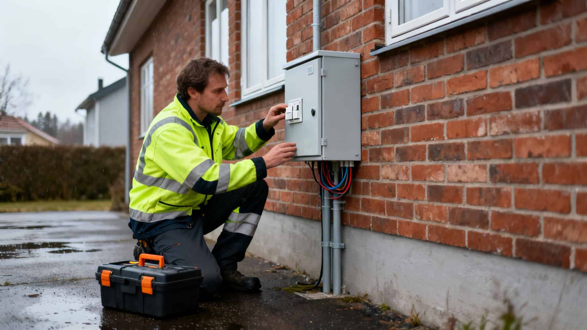 Udendørs afbryder monteret af professionelle for boligejere på Sjælland.