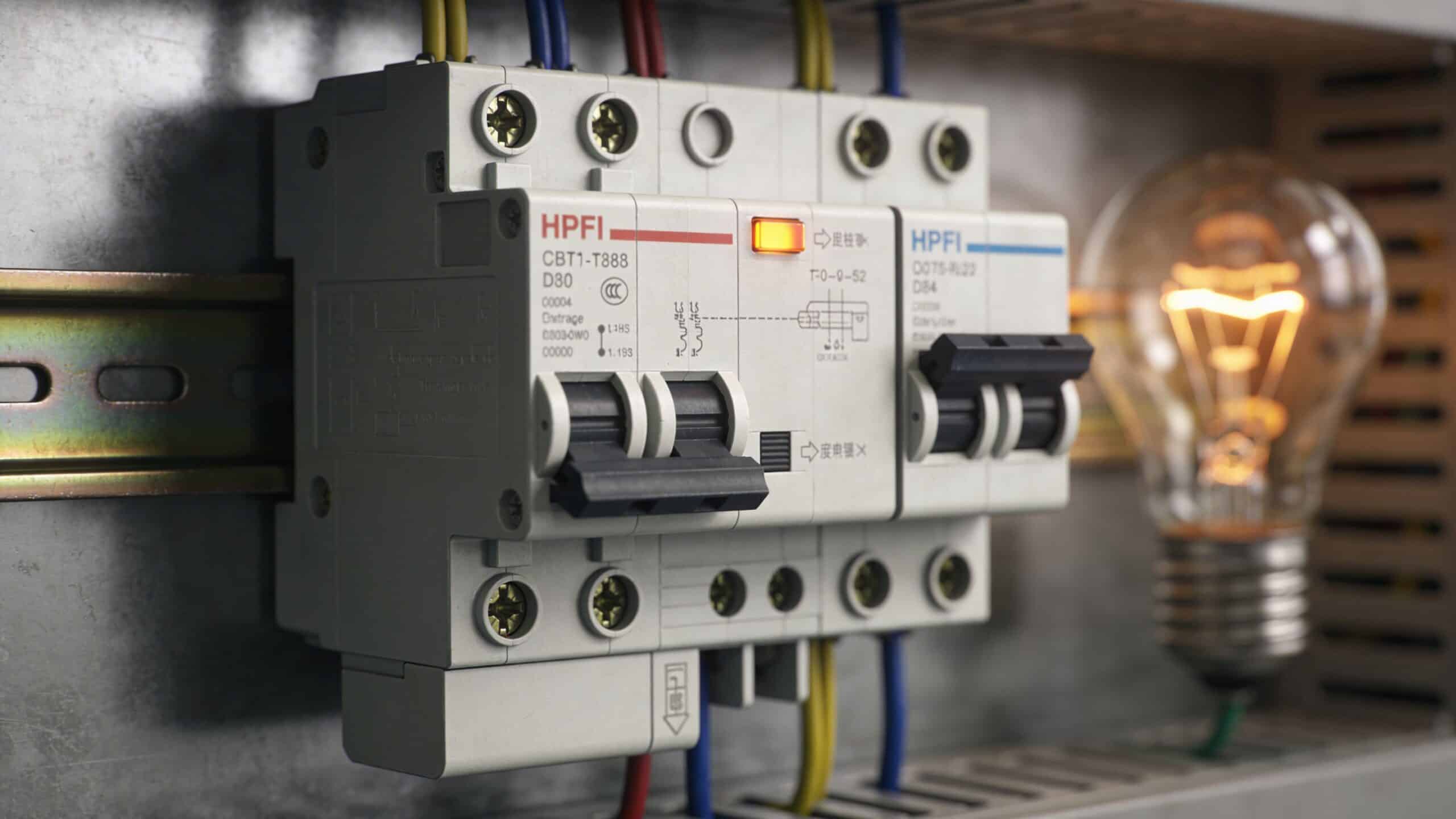 HPFI relæ installeret til elektrisk sikkerhed og beskyttelse.